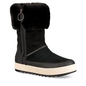 Koolaburra Black Faux Fur Cuff Ankle Booties